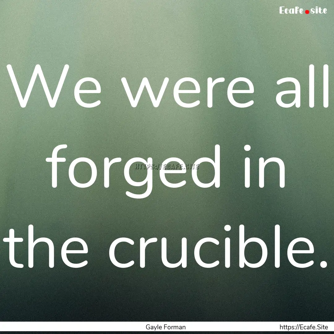 We were all forged in the crucible. : Quote by Gayle Forman