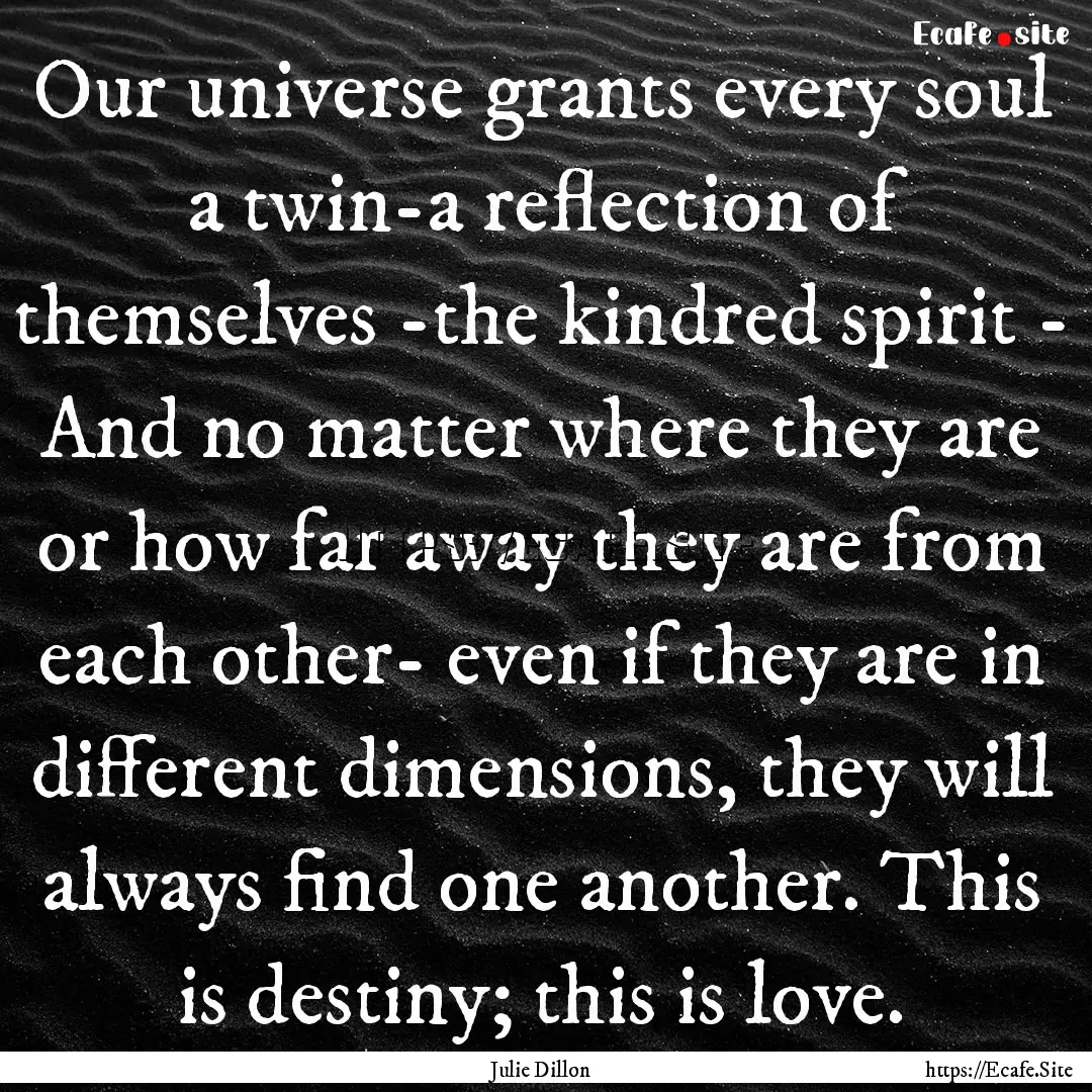 Our universe grants every soul a twin-a reflection.... : Quote by Julie Dillon