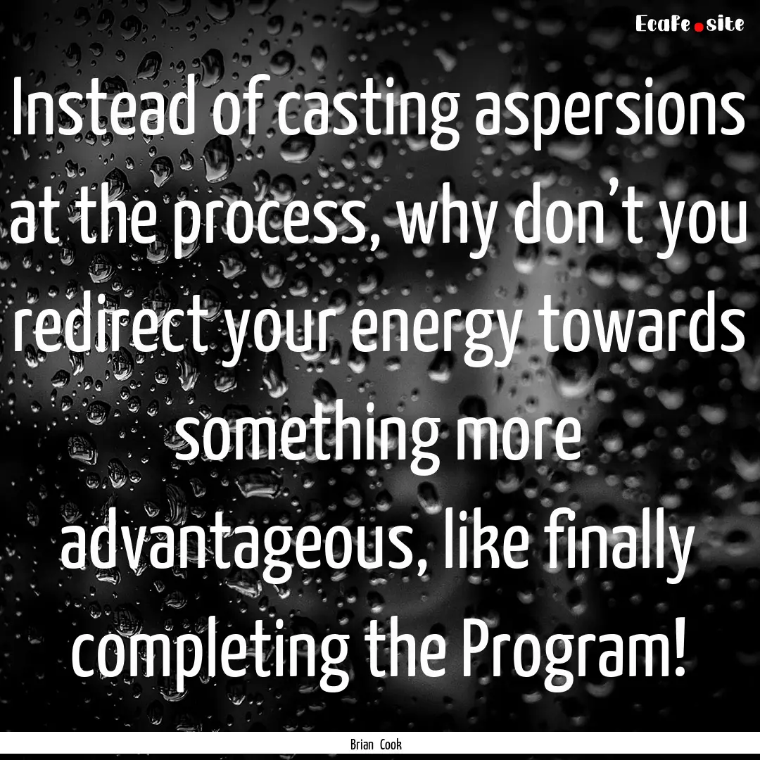 Instead of casting aspersions at the process,.... : Quote by Brian Cook