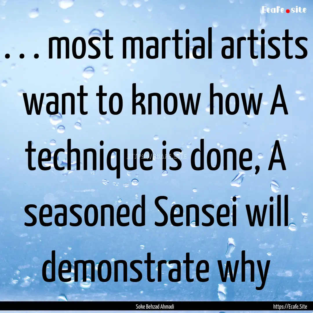 . . . most martial artists want to know how.... : Quote by Soke Behzad Ahmadi