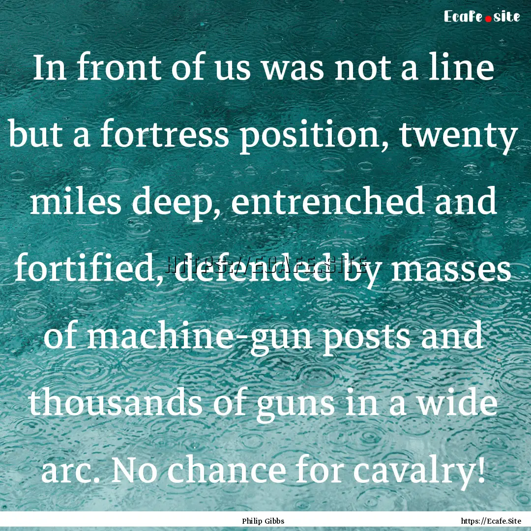 In front of us was not a line but a fortress.... : Quote by Philip Gibbs