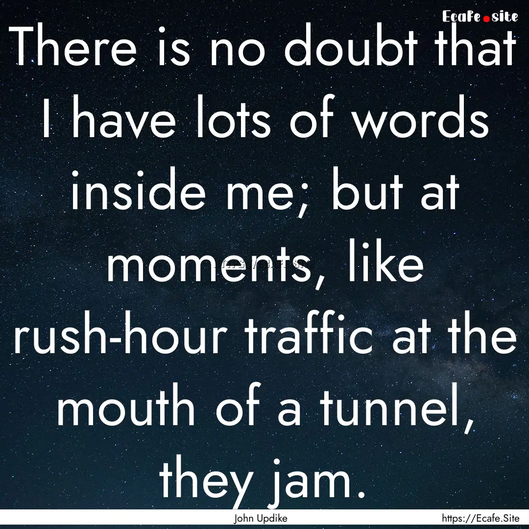 There is no doubt that I have lots of words.... : Quote by John Updike