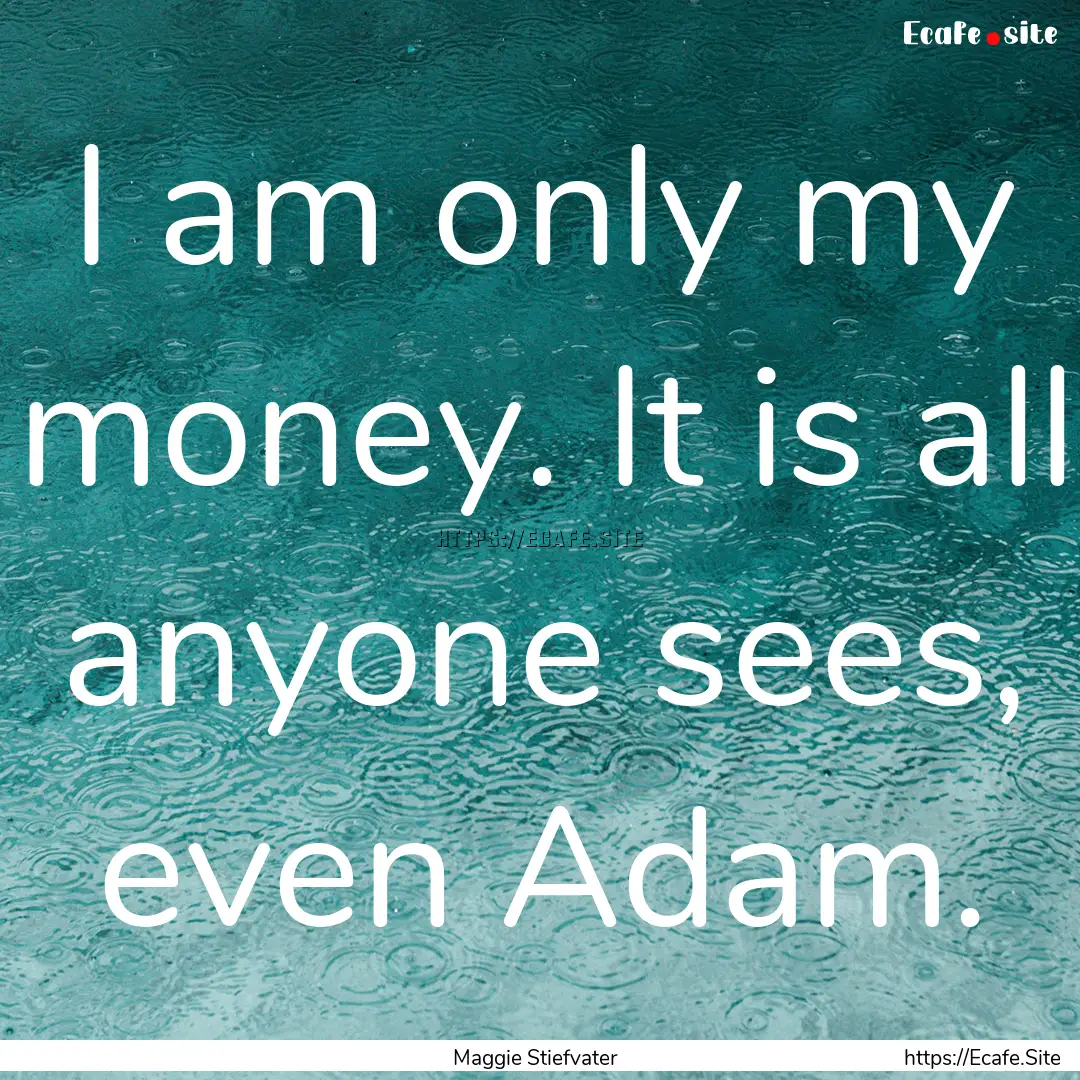 I am only my money. It is all anyone sees,.... : Quote by Maggie Stiefvater