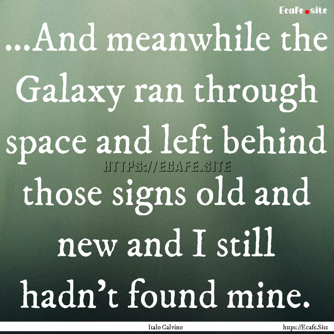 ...And meanwhile the Galaxy ran through space.... : Quote by Italo Calvino