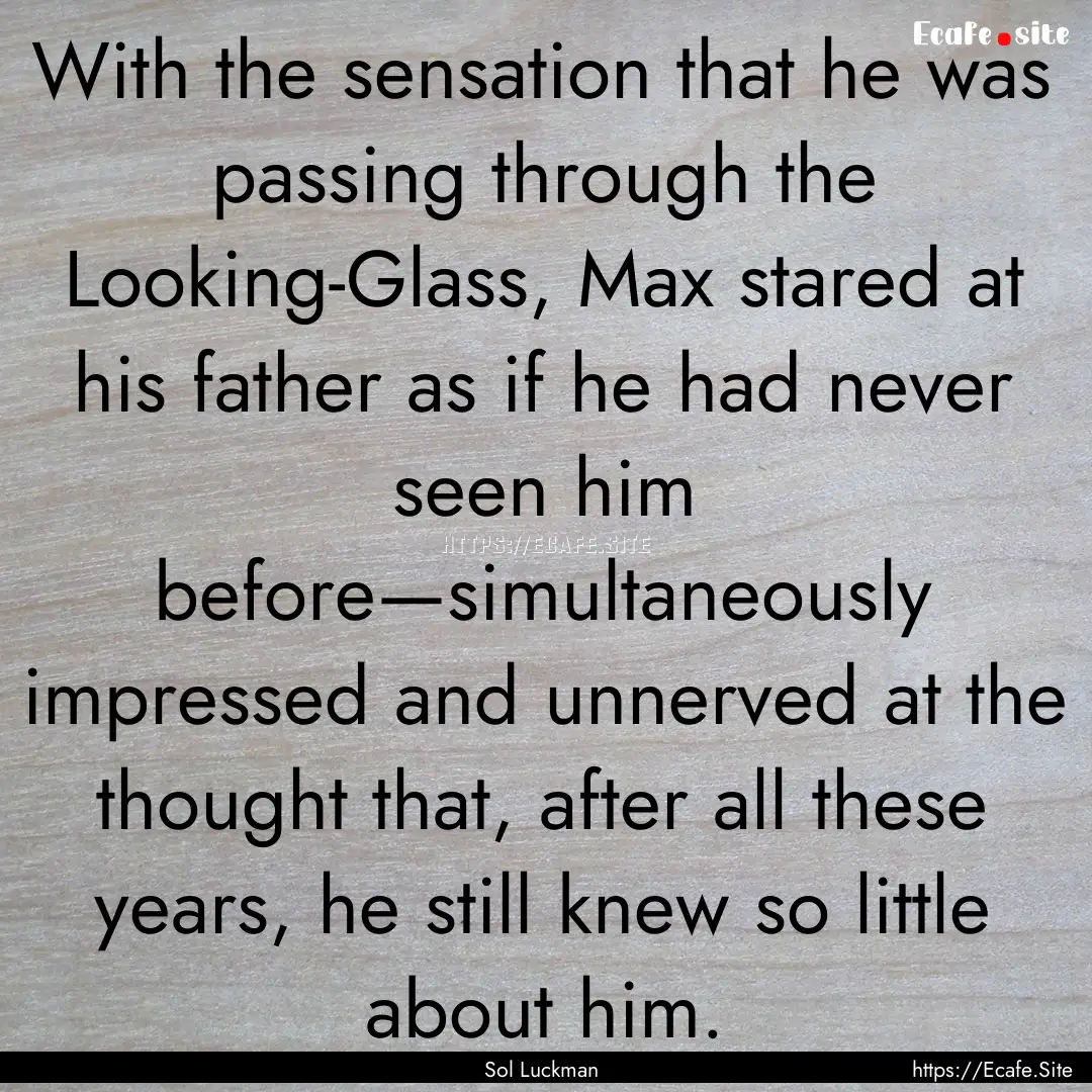 With the sensation that he was passing through.... : Quote by Sol Luckman