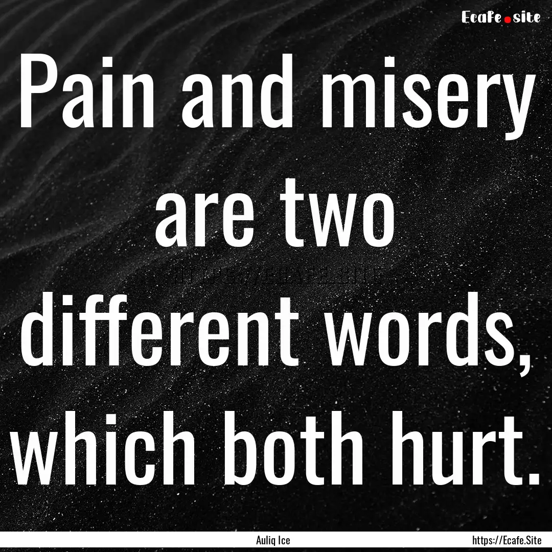 Pain and misery are two different words,.... : Quote by Auliq Ice