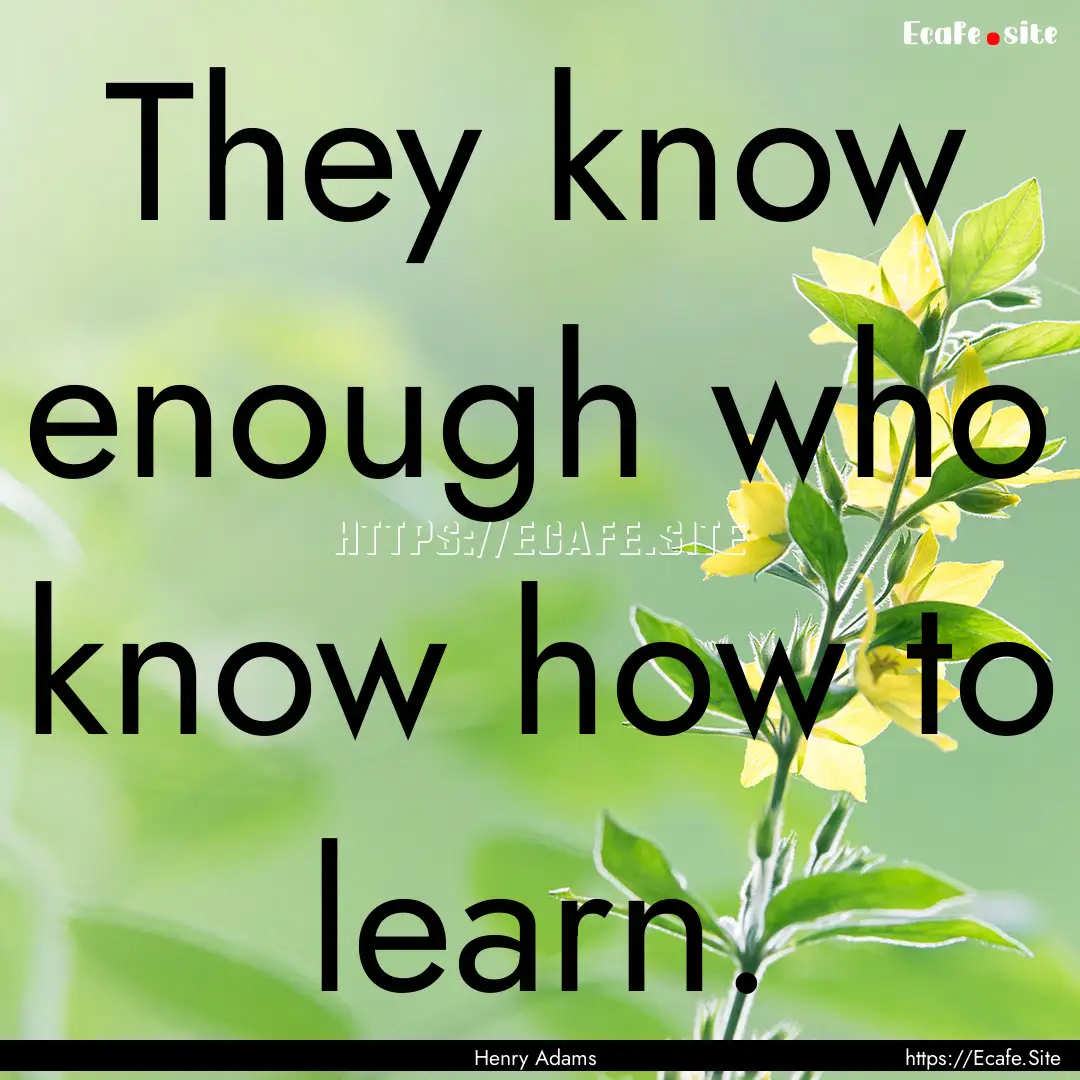 They know enough who know how to learn. : Quote by Henry Adams