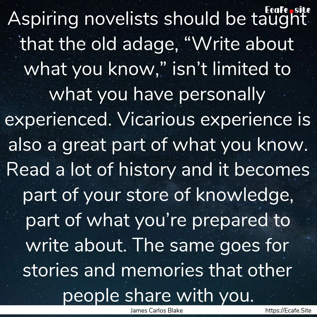 Aspiring novelists should be taught that.... : Quote by James Carlos Blake