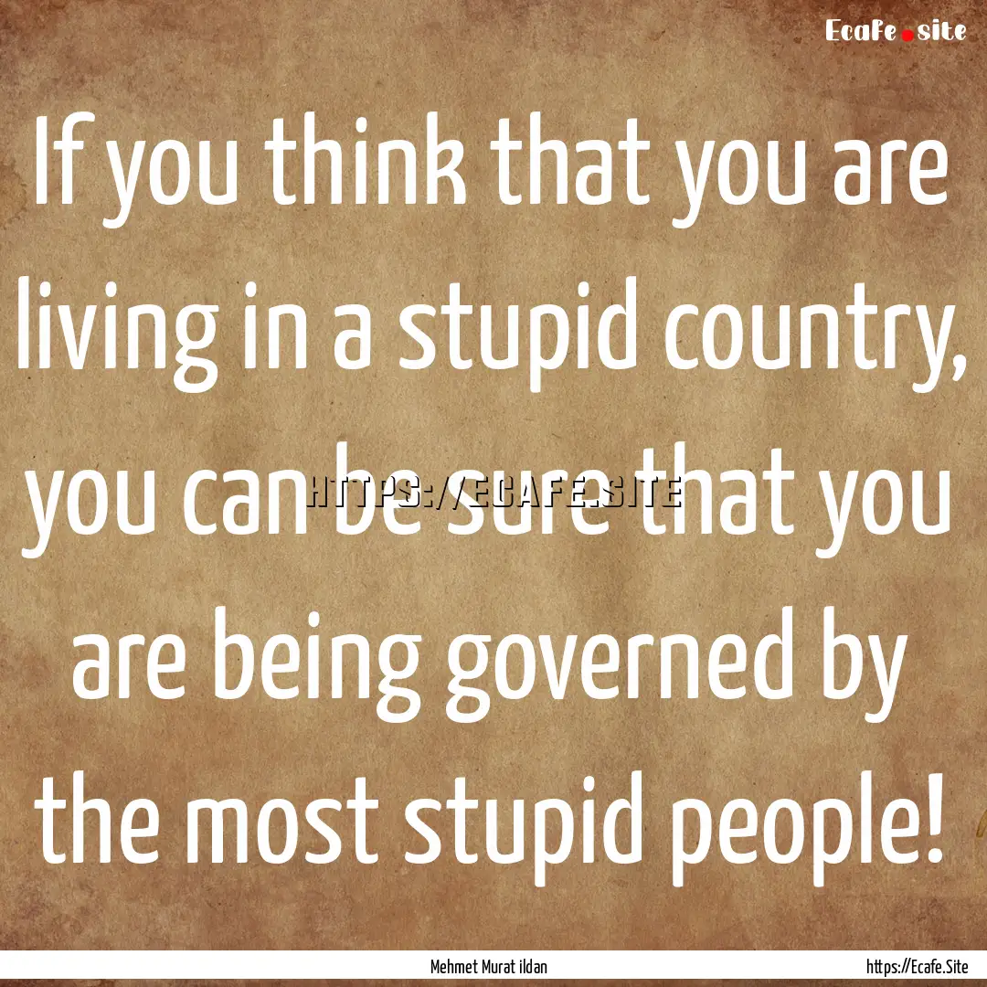 If you think that you are living in a stupid.... : Quote by Mehmet Murat ildan