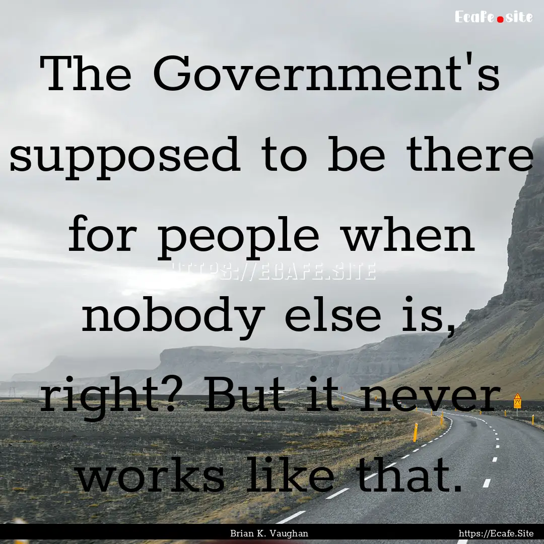 The Government's supposed to be there for.... : Quote by Brian K. Vaughan