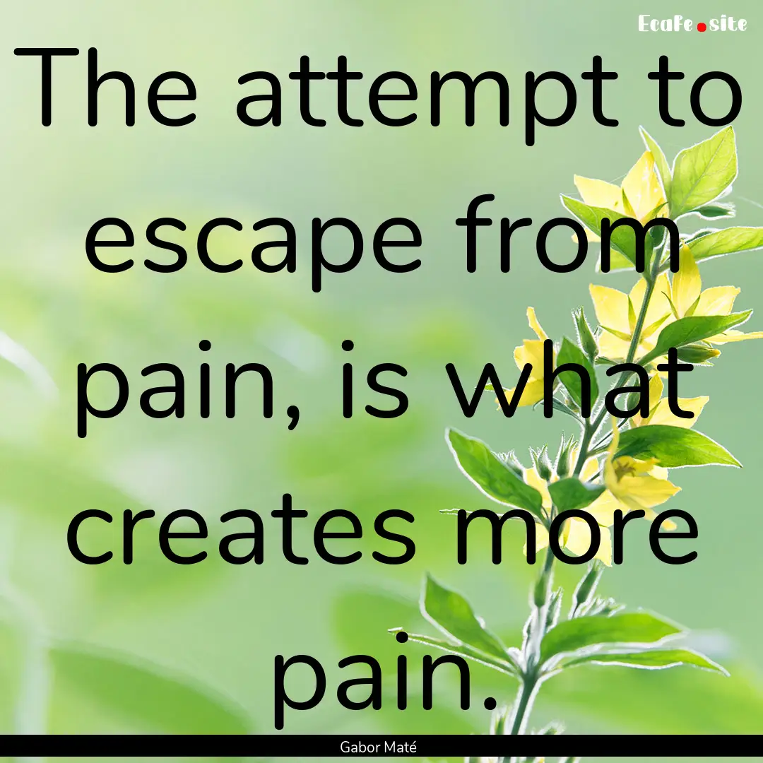 The attempt to escape from pain, is what.... : Quote by Gabor Maté