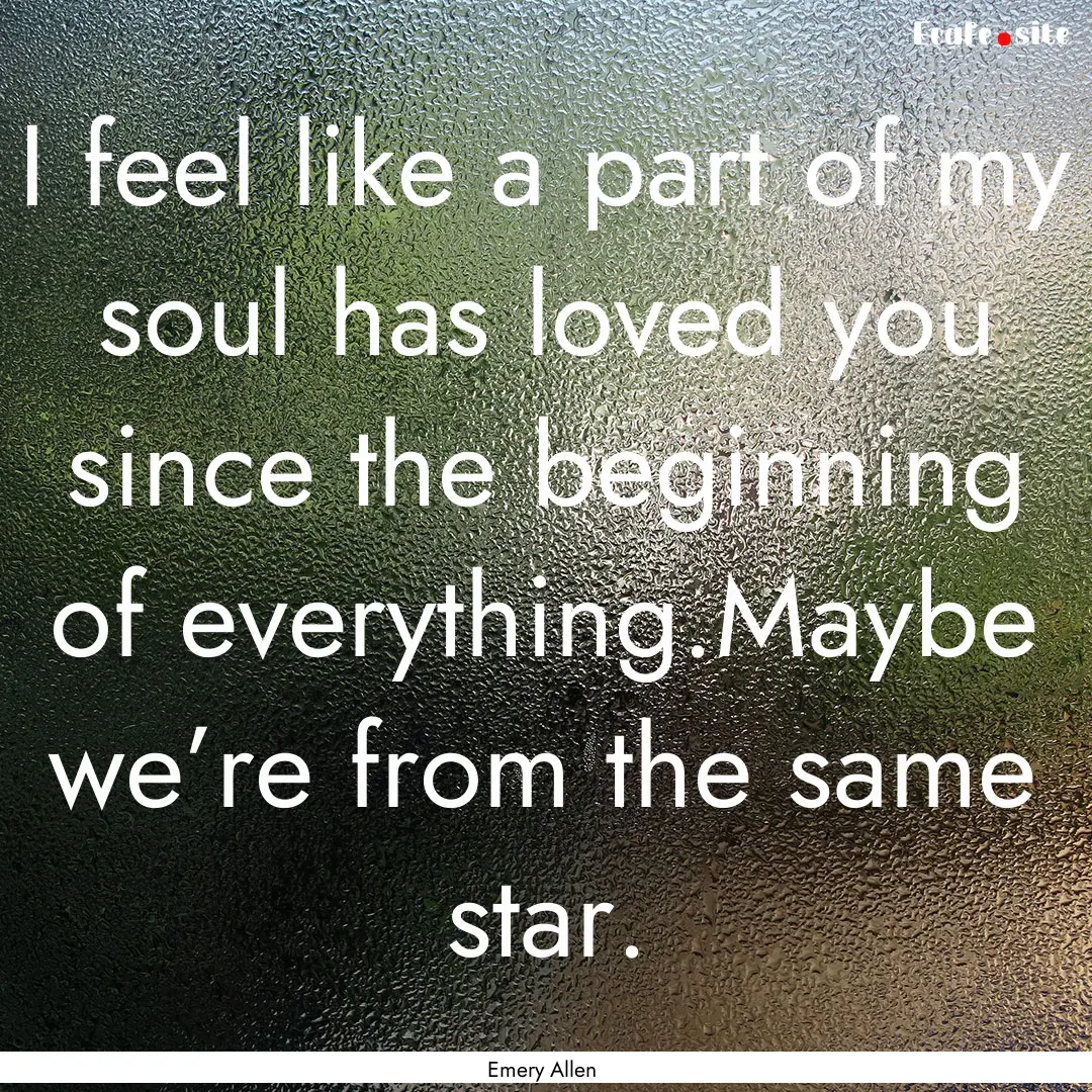 I feel like a part of my soul has loved you.... : Quote by Emery Allen