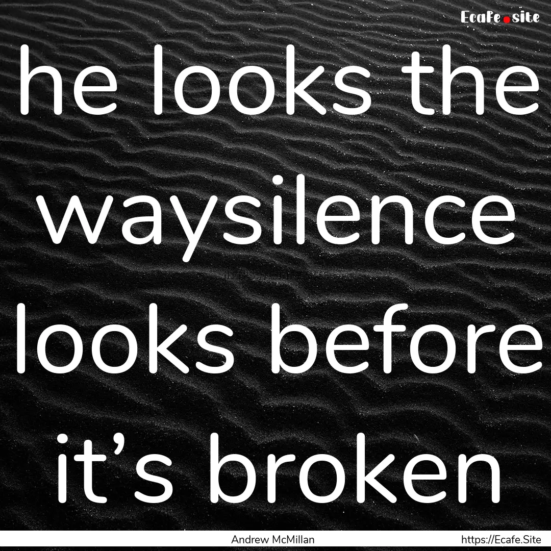 he looks the waysilence looks before it’s.... : Quote by Andrew McMillan