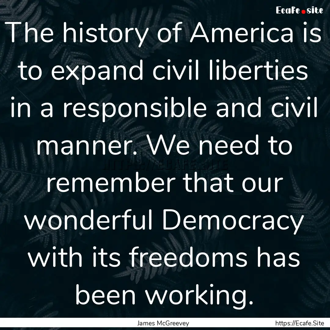 The history of America is to expand civil.... : Quote by James McGreevey