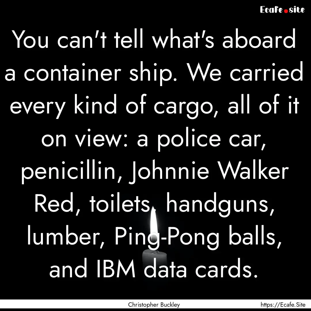 You can't tell what's aboard a container.... : Quote by Christopher Buckley