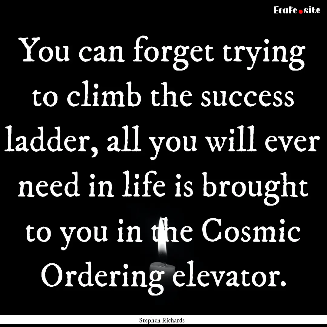 You can forget trying to climb the success.... : Quote by Stephen Richards