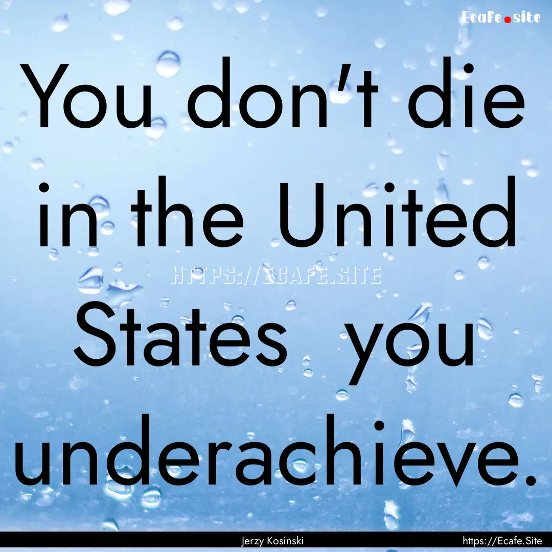 You don't die in the United States you underachieve..... : Quote by Jerzy Kosinski