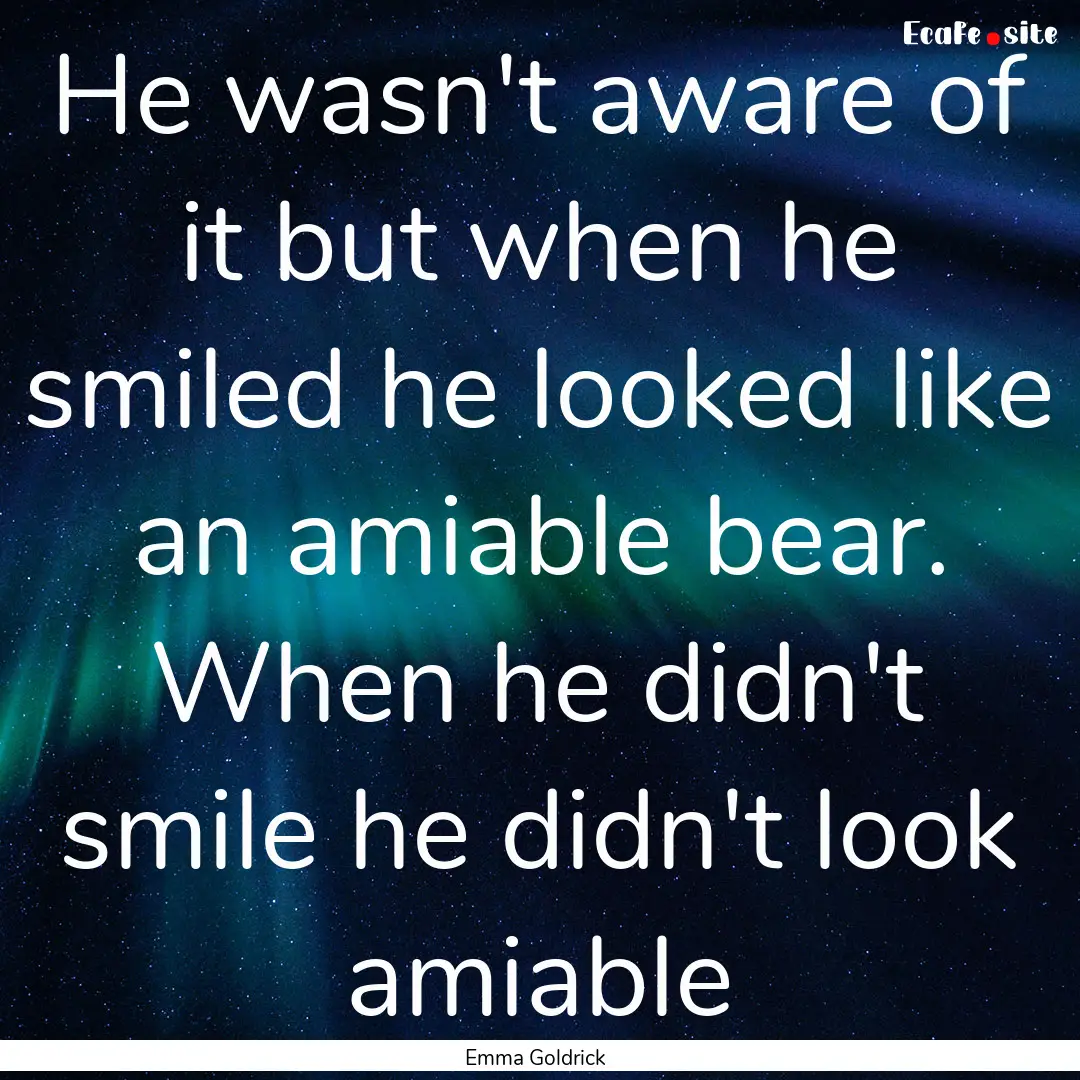 He wasn't aware of it but when he smiled.... : Quote by Emma Goldrick