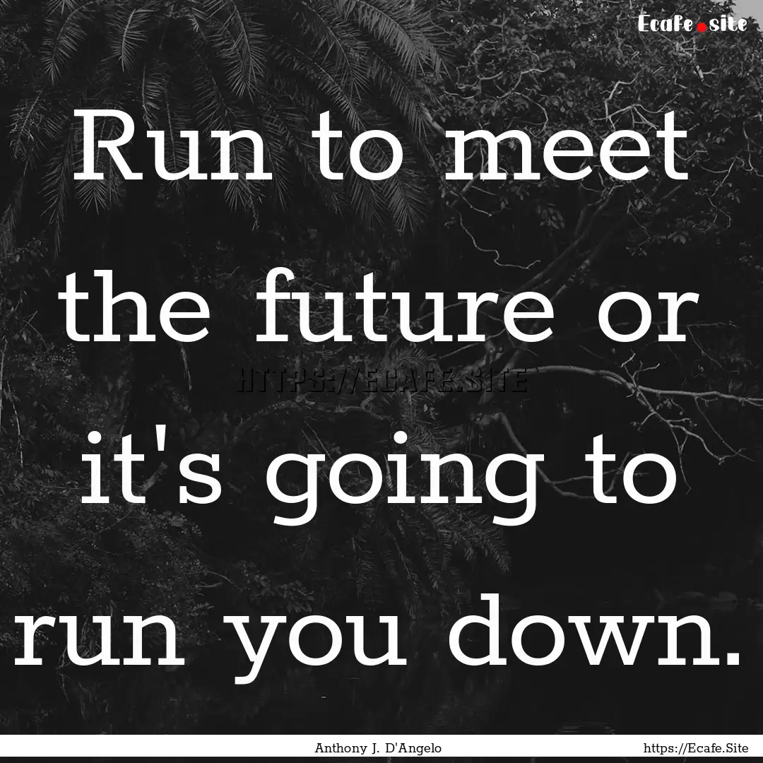 Run to meet the future or it's going to run.... : Quote by Anthony J. D'Angelo