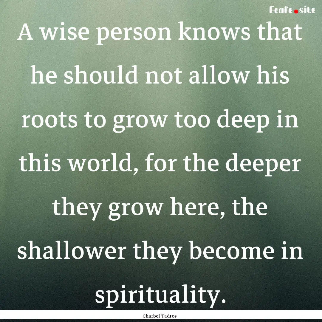 A wise person knows that he should not allow.... : Quote by Charbel Tadros