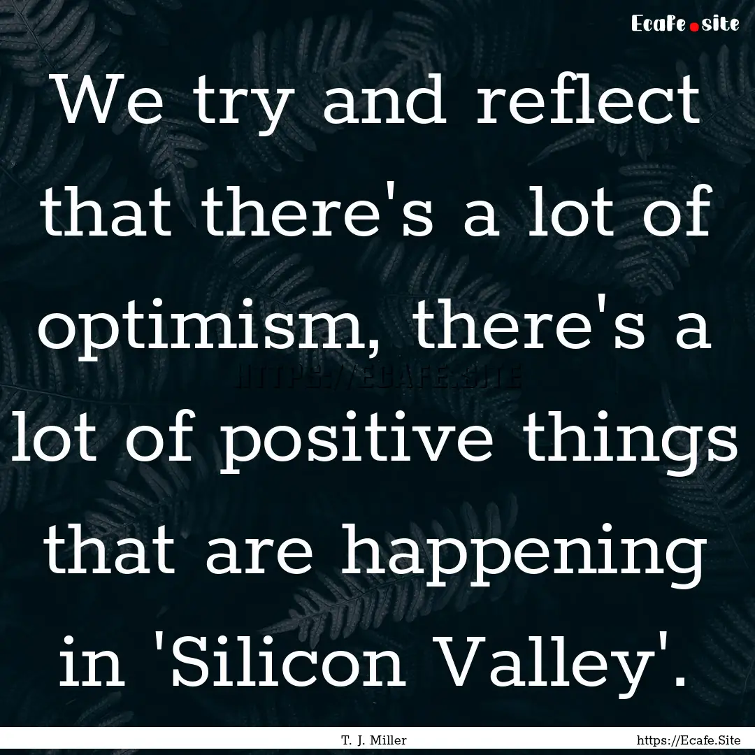 We try and reflect that there's a lot of.... : Quote by T. J. Miller