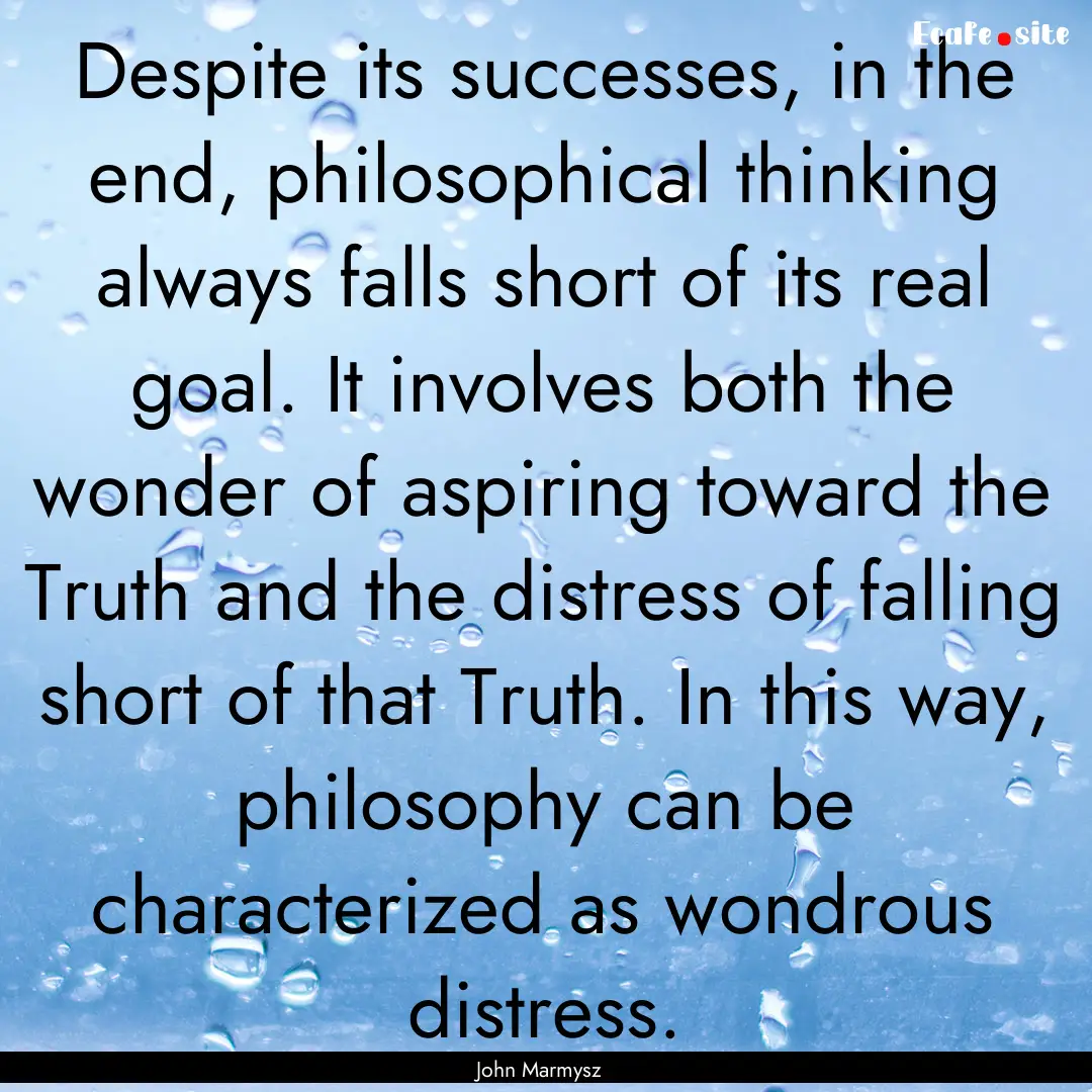 Despite its successes, in the end, philosophical.... : Quote by John Marmysz