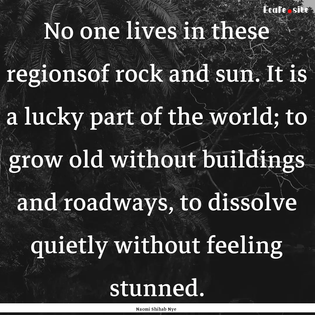 No one lives in these regionsof rock and.... : Quote by Naomi Shihab Nye