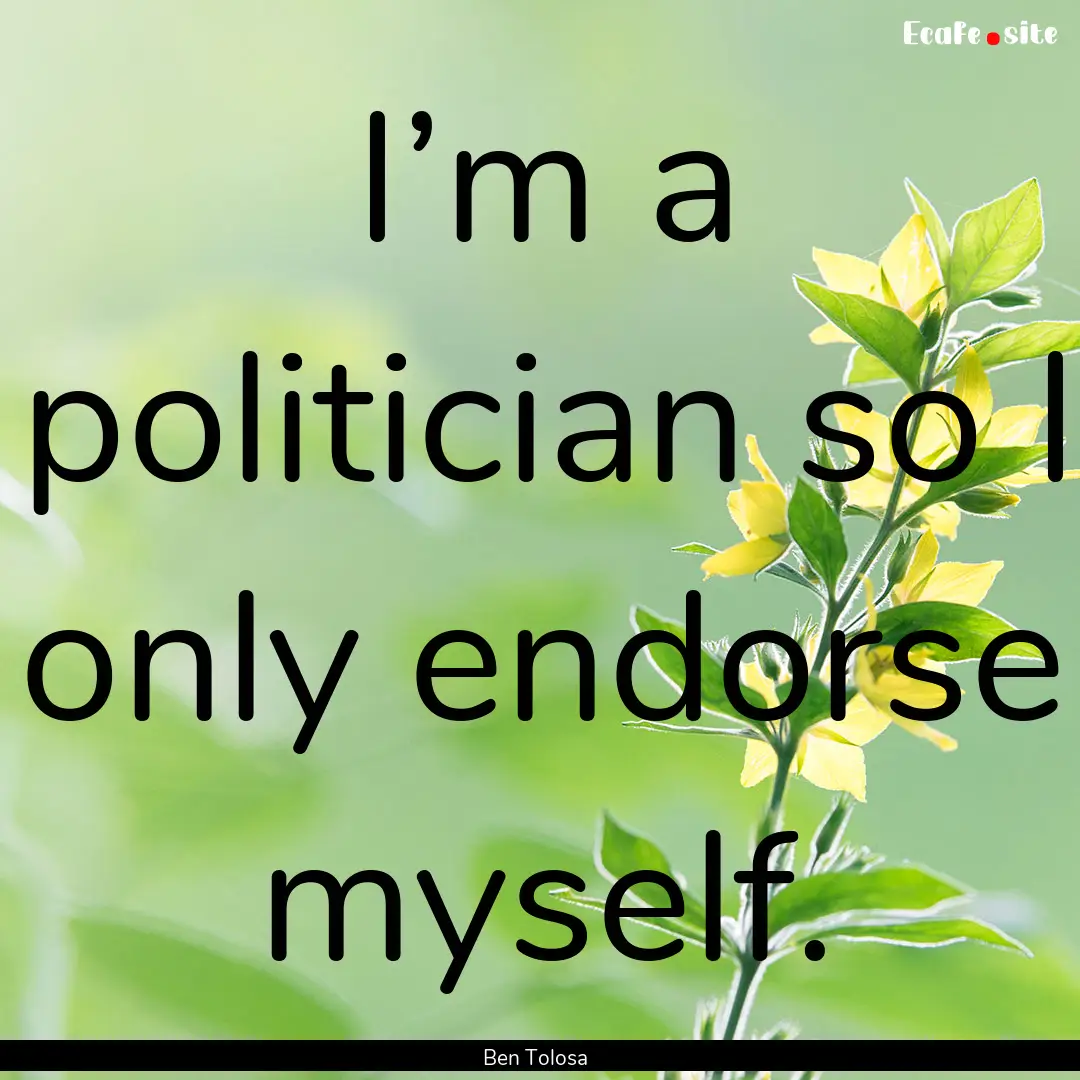 I’m a politician so I only endorse myself..... : Quote by Ben Tolosa