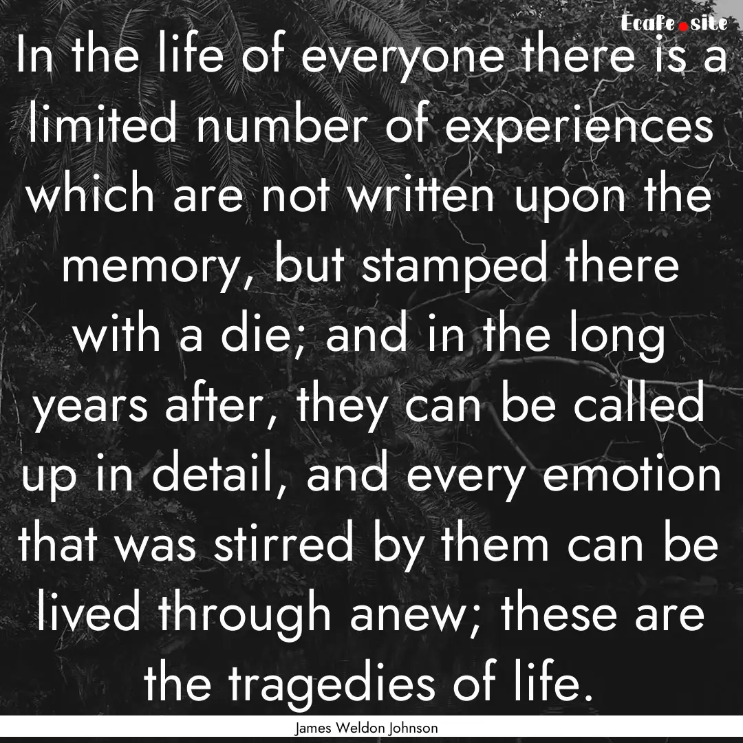 In the life of everyone there is a limited.... : Quote by James Weldon Johnson