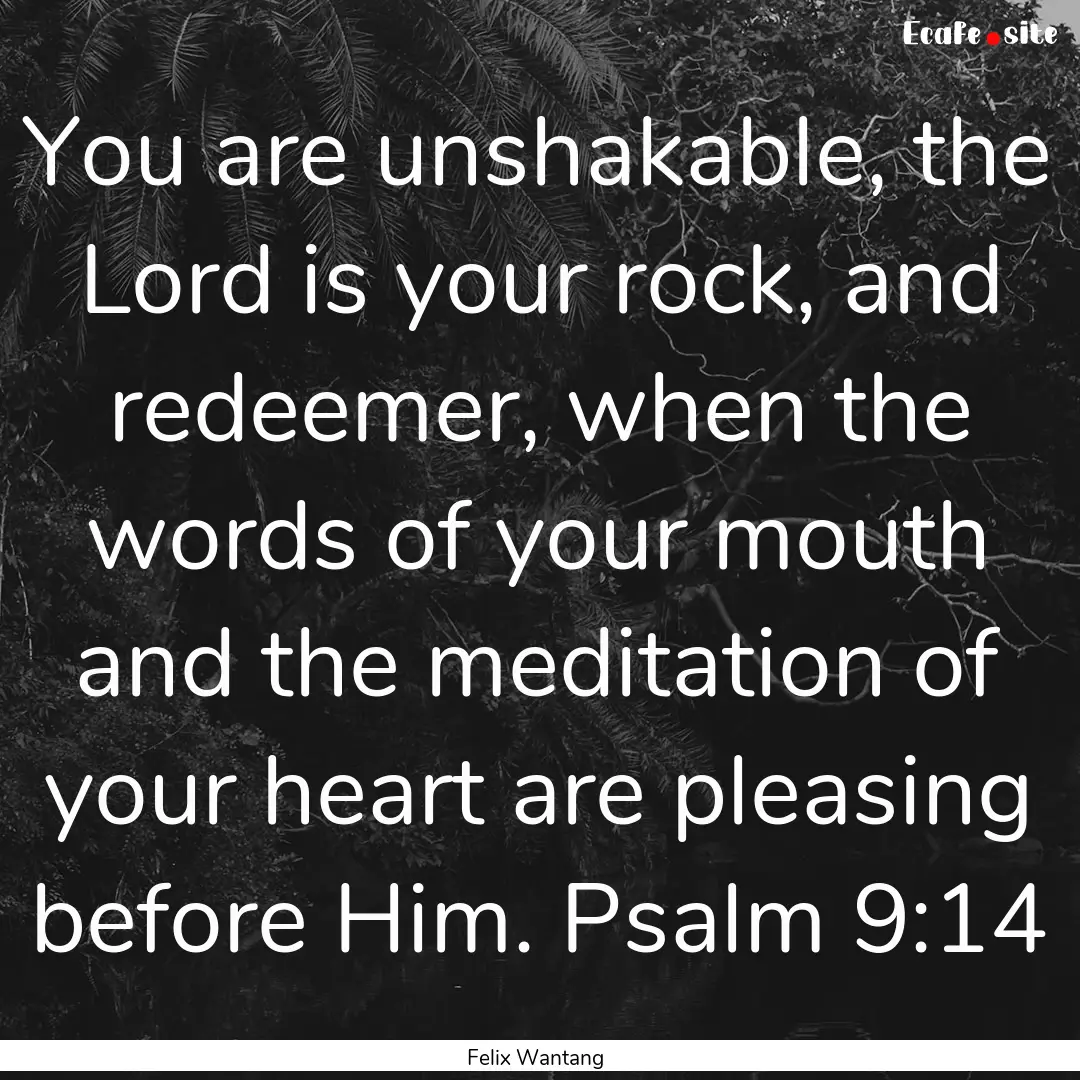 You are unshakable, the Lord is your rock,.... : Quote by Felix Wantang