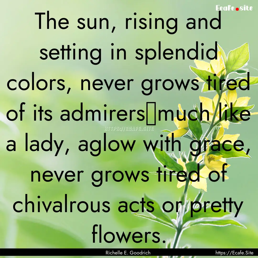 The sun, rising and setting in splendid colors,.... : Quote by Richelle E. Goodrich