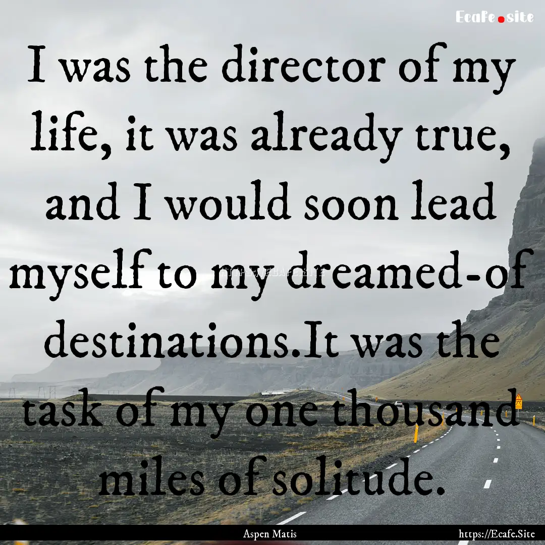 I was the director of my life, it was already.... : Quote by Aspen Matis