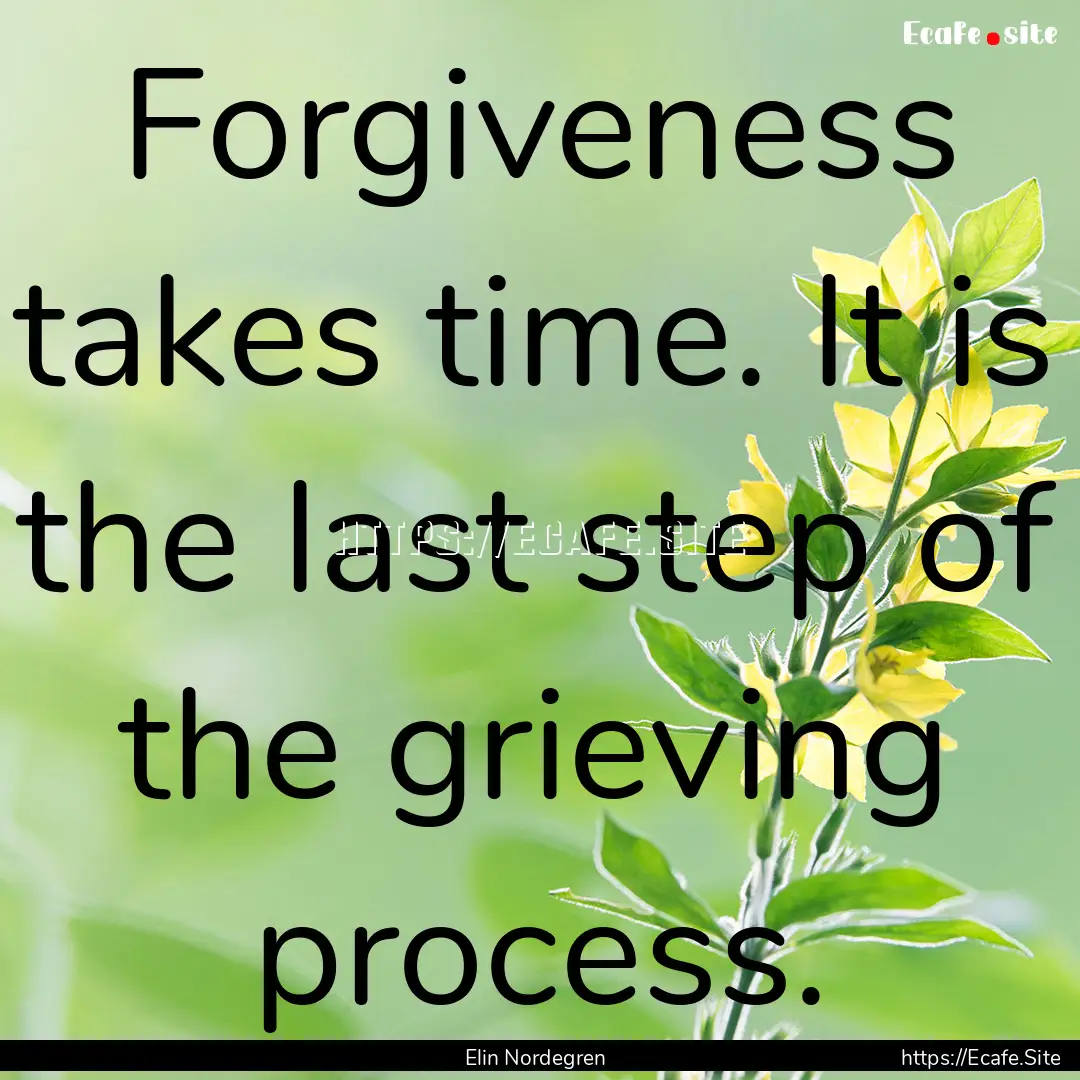 Forgiveness takes time. It is the last step.... : Quote by Elin Nordegren