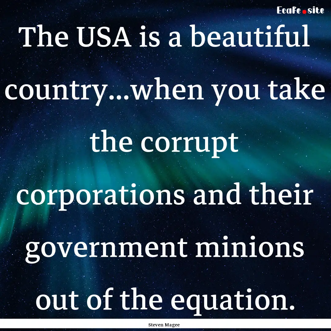 The USA is a beautiful country...when you.... : Quote by Steven Magee