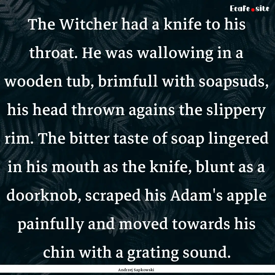 The Witcher had a knife to his throat. He.... : Quote by Andrzej Sapkowski