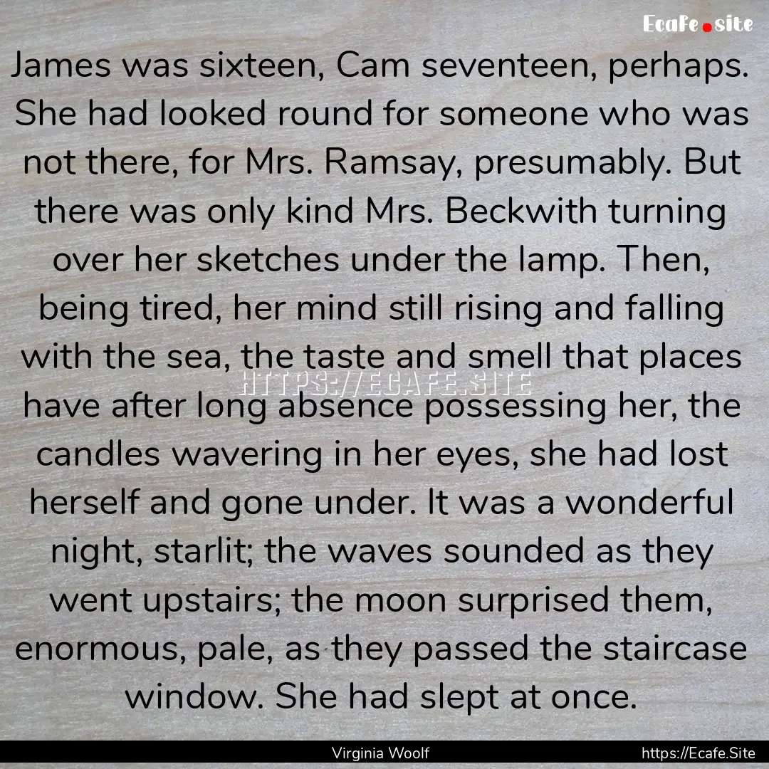 James was sixteen, Cam seventeen, perhaps..... : Quote by Virginia Woolf