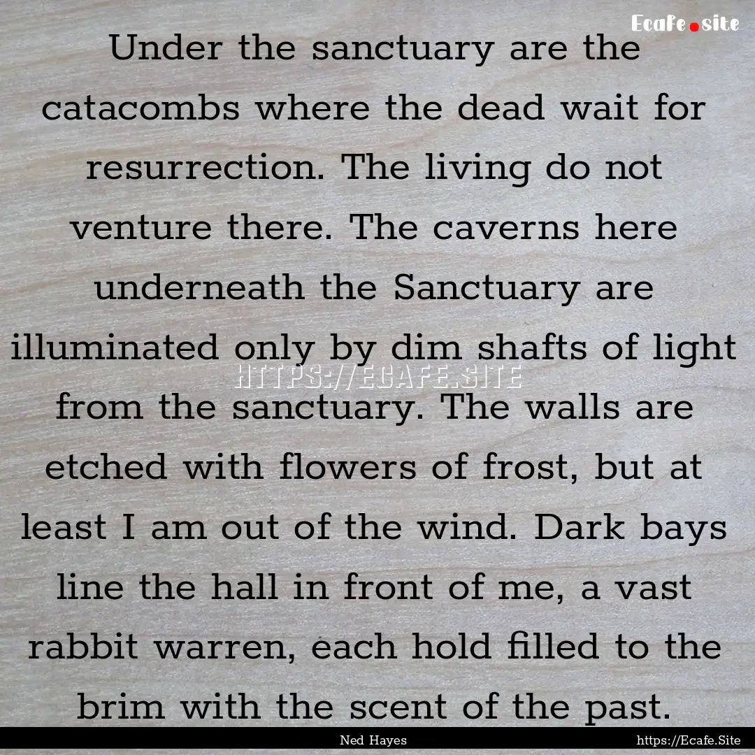 Under the sanctuary are the catacombs where.... : Quote by Ned Hayes