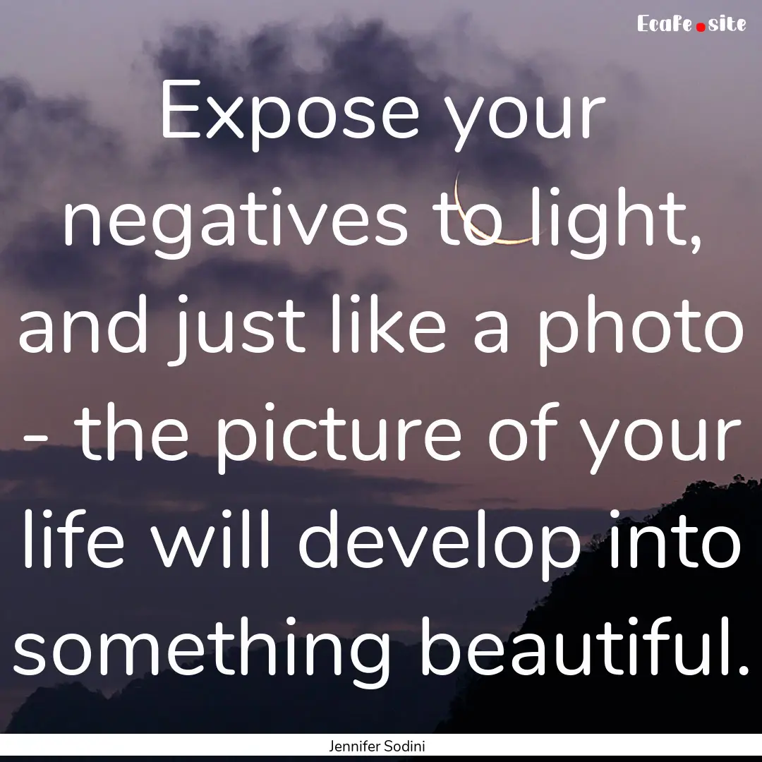 Expose your negatives to light, and just.... : Quote by Jennifer Sodini