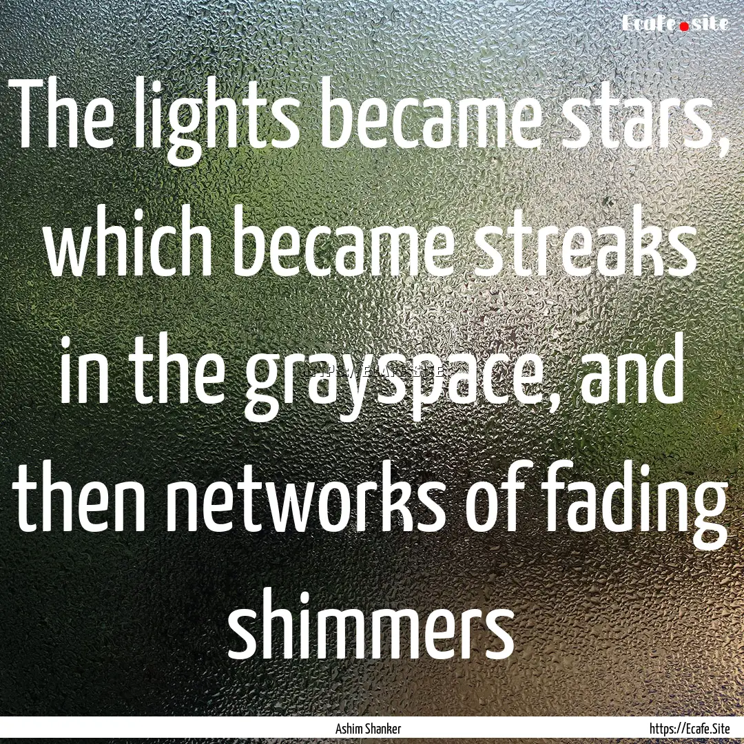 The lights became stars, which became streaks.... : Quote by Ashim Shanker