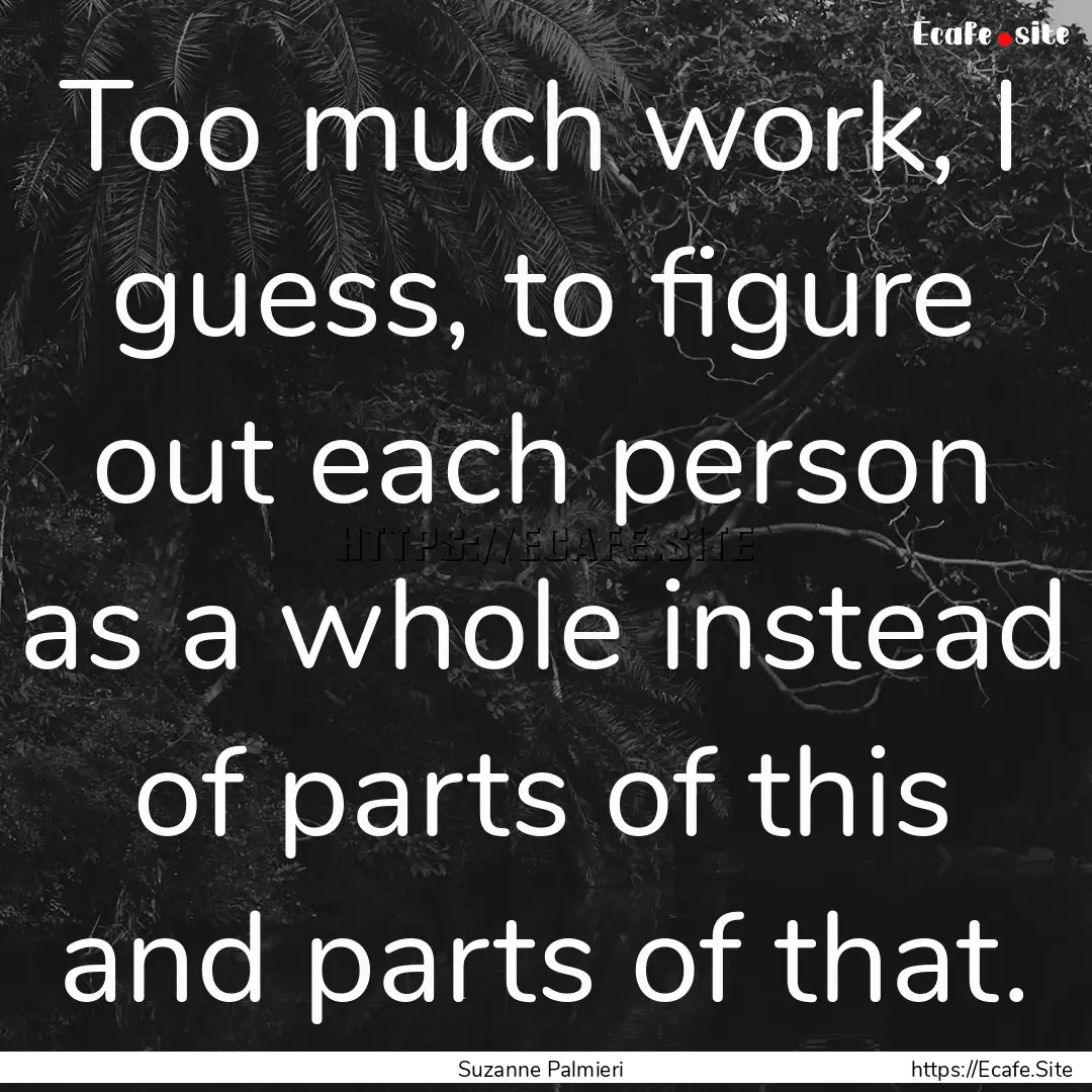 Too much work, I guess, to figure out each.... : Quote by Suzanne Palmieri