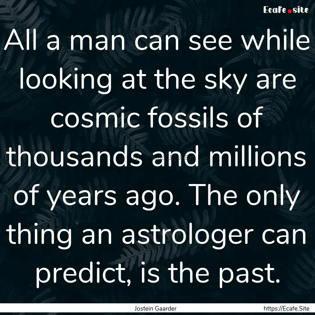 All a man can see while looking at the sky.... : Quote by Jostein Gaarder