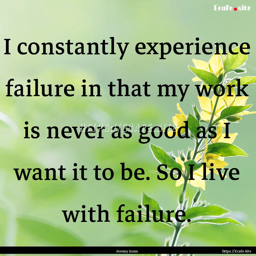 I constantly experience failure in that my.... : Quote by Jeremy Irons