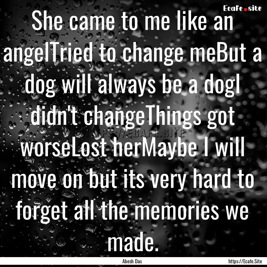 She came to me like an angelTried to change.... : Quote by Abesh Das