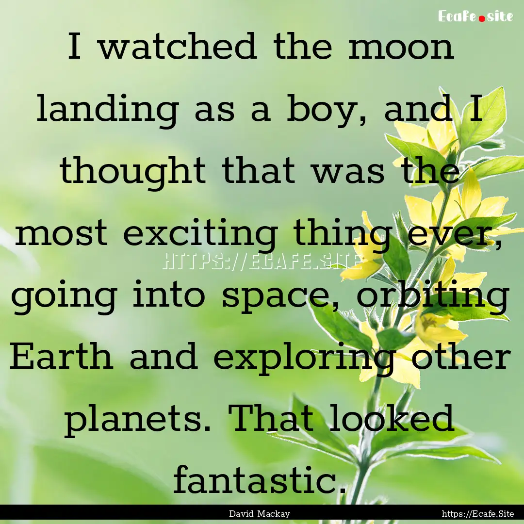 I watched the moon landing as a boy, and.... : Quote by David Mackay