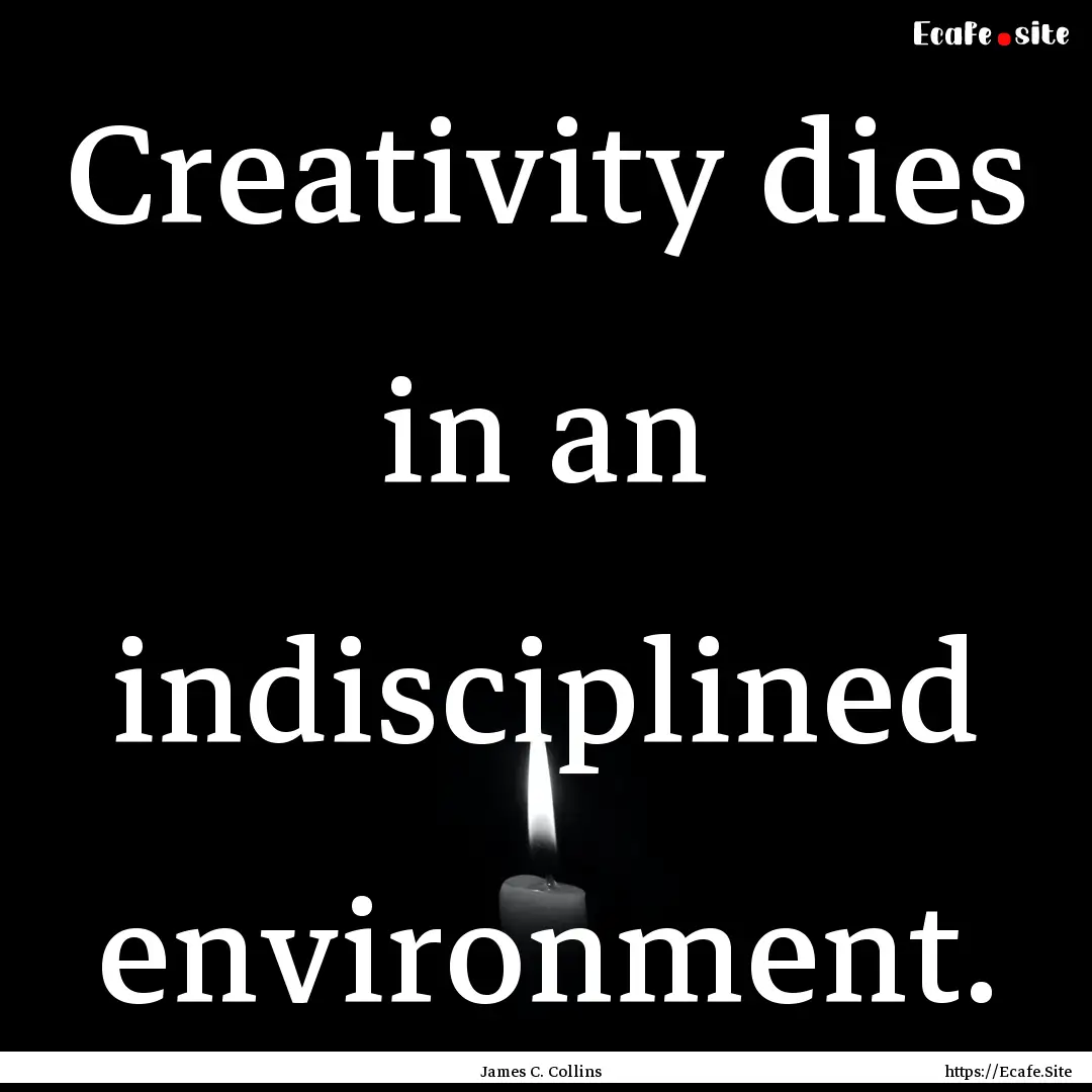 Creativity dies in an indisciplined environment..... : Quote by James C. Collins