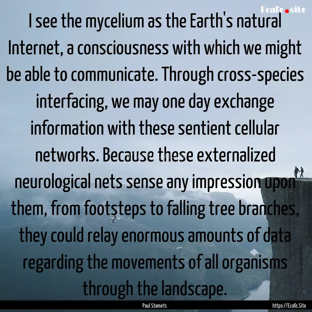 I see the mycelium as the Earth's natural.... : Quote by Paul Stamets