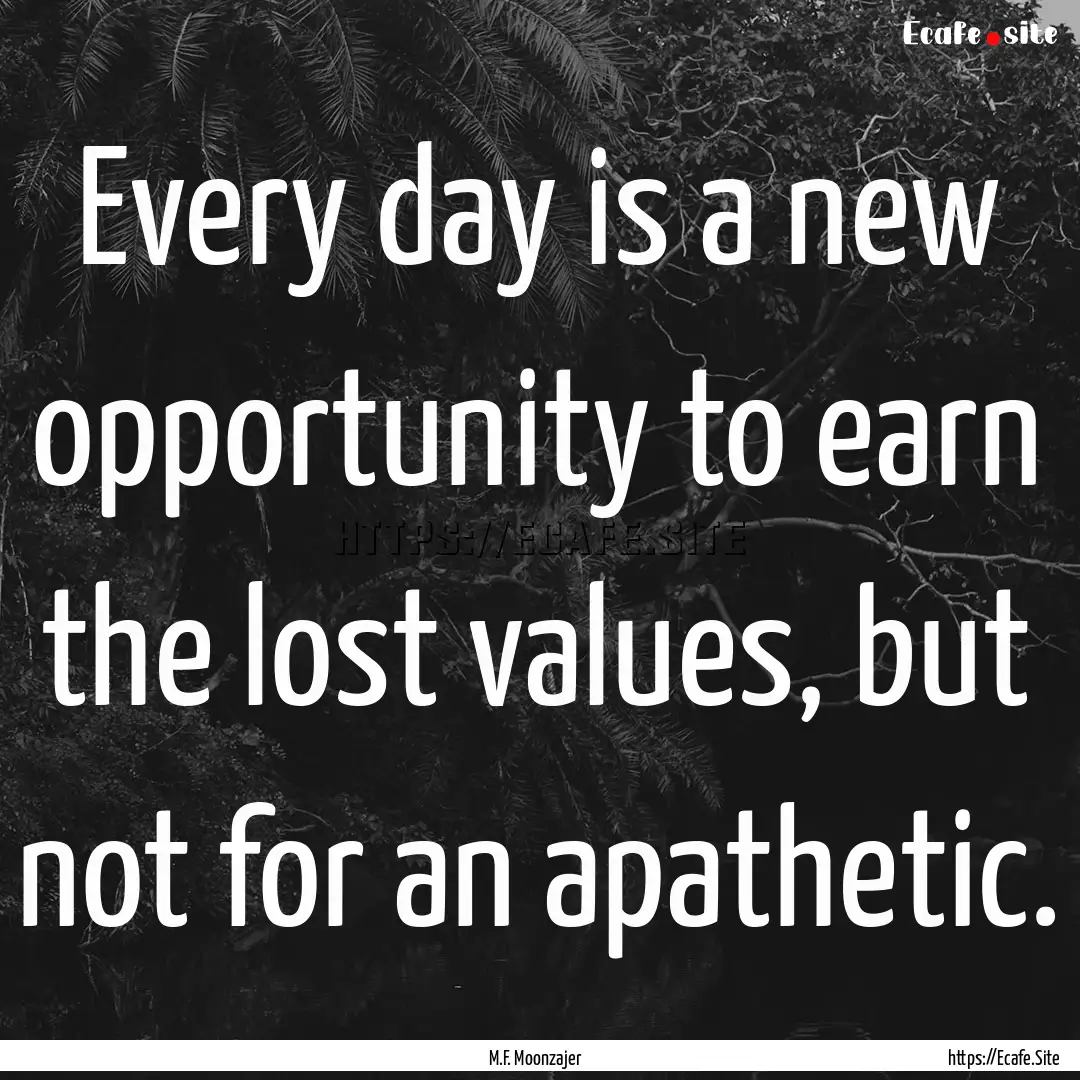 Every day is a new opportunity to earn the.... : Quote by M.F. Moonzajer