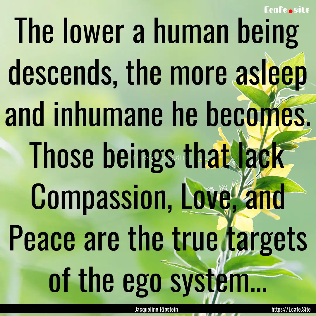 The lower a human being descends, the more.... : Quote by Jacqueline Ripstein