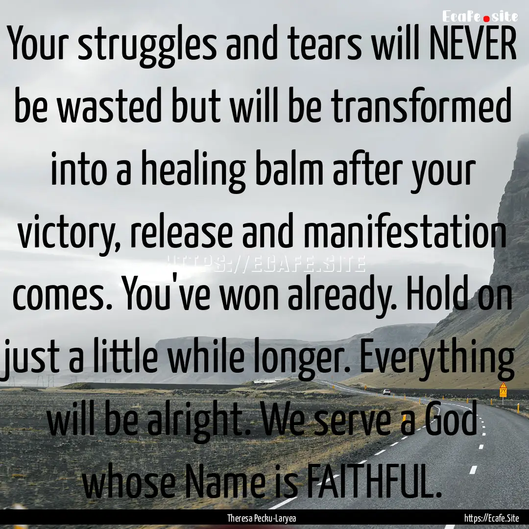 Your struggles and tears will NEVER be wasted.... : Quote by Theresa Pecku-Laryea