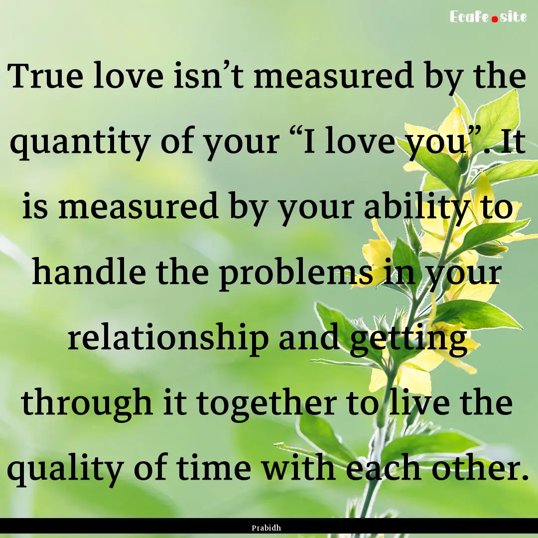 True love isn’t measured by the quantity.... : Quote by Prabidh